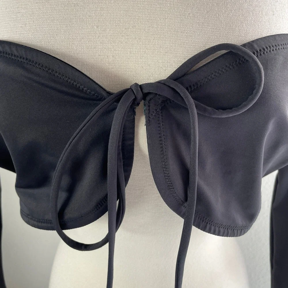 NEW SKIMS Womens XL Recycled Swim Long Sleeve Bikini Top Onyx Black TP-LSL-2791